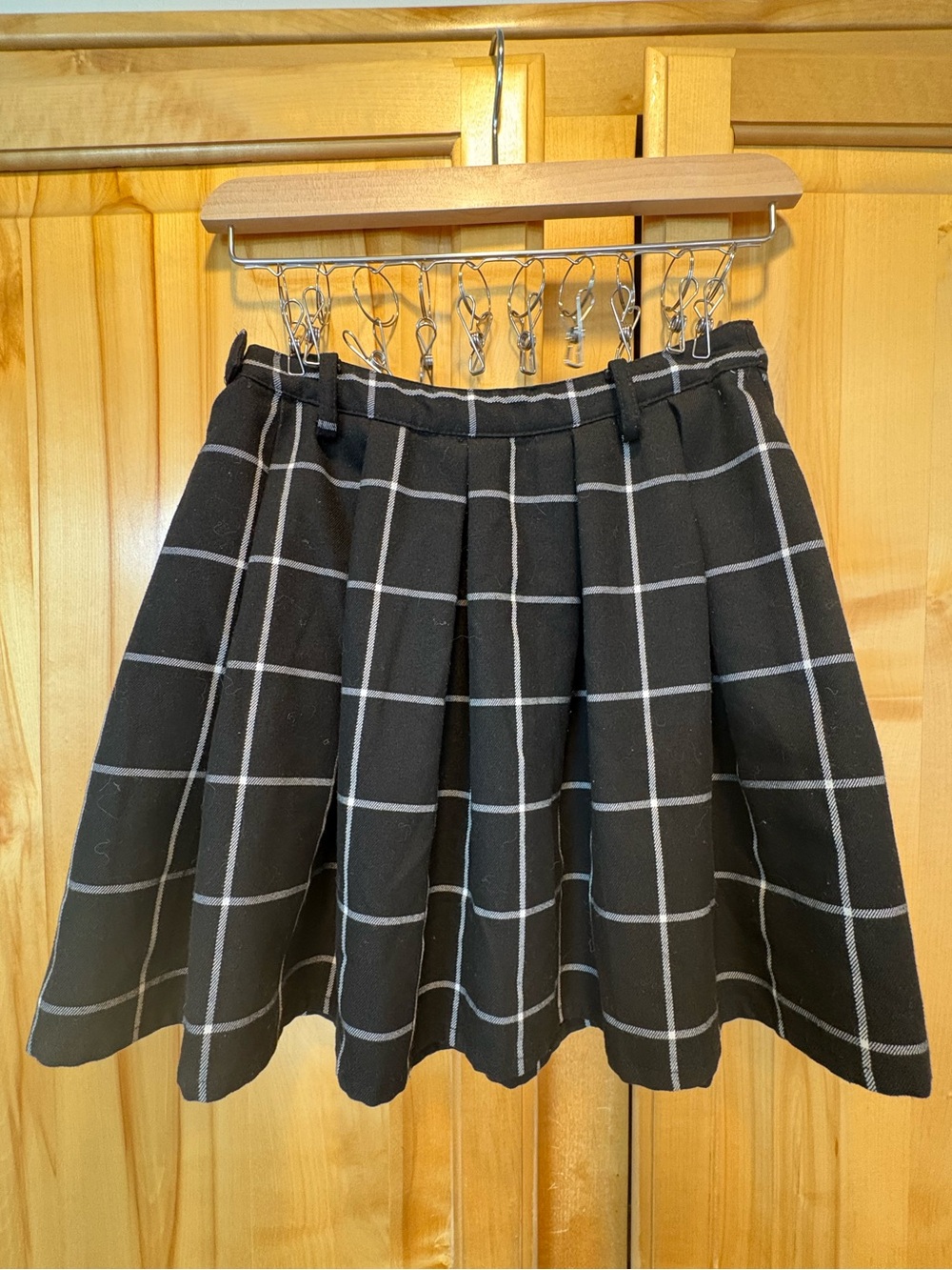 Hot Topic Black & White Windowpane Skater Skirt